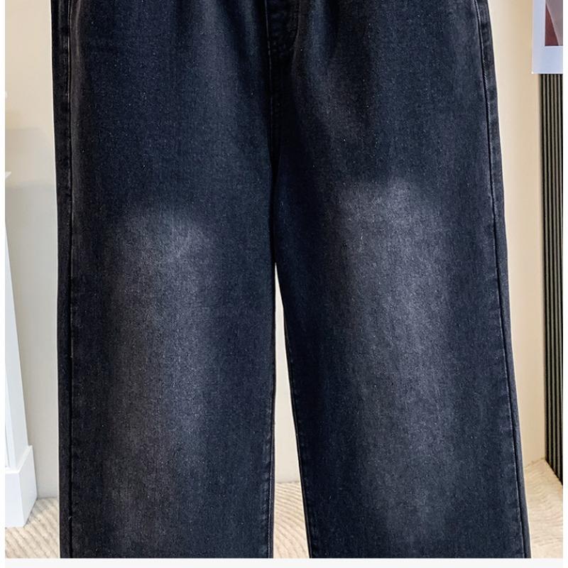 DIMANAF 2026 Autumn Winter New Plus Size Women Jeans Long Pants Denim Bottoms Casual Elastic Waist Pants Vintage Lday Black