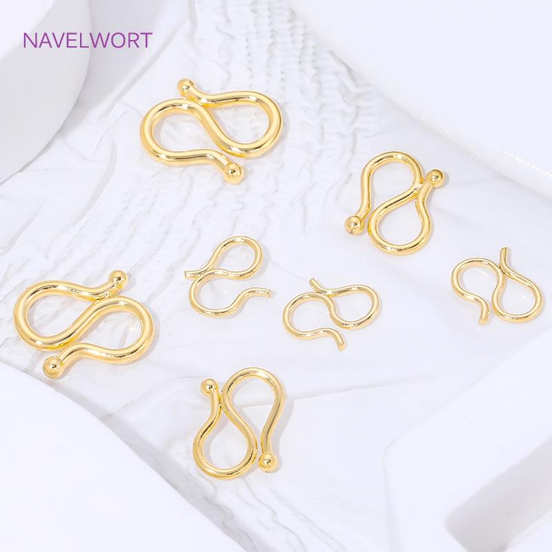 18K Gold Plated Brass S Shape End Clasps Hooks Chain Connectors For Jewelry Making DIY Handmade Bracelets Necklace Accessories