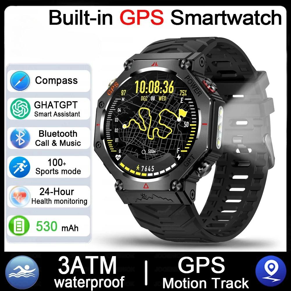 Встроенный GPS Умные часы для активного отдыха Мужские Компас Экран Пульс IP68 Водонепроницаемые Bluetooth-звонки Умные часы Новые