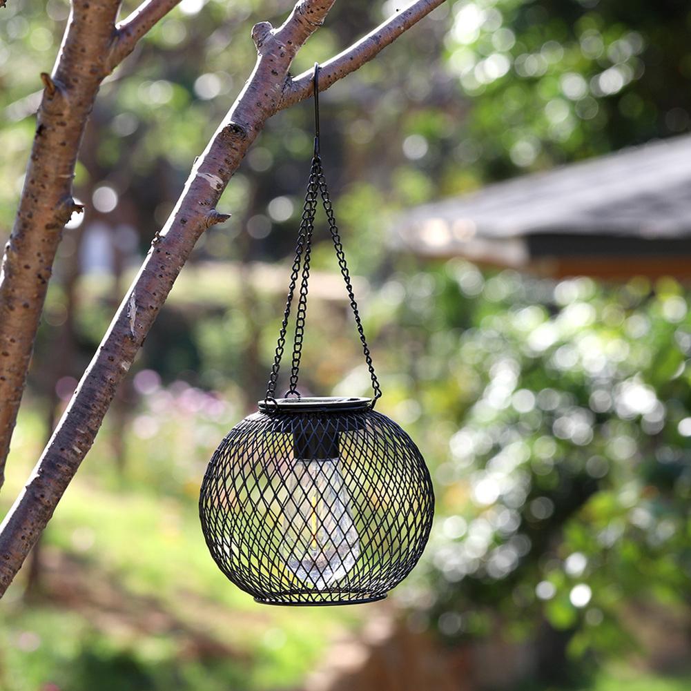 Outdoor Solar Powered Lantern Waterproof Hanging Butterfly Solar Lantern Warm Light Metal Hollow Pendant Light for Patio Yard