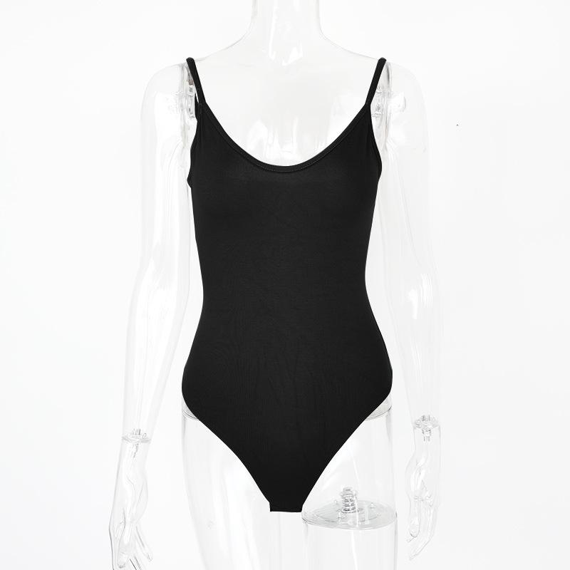 Sexy Tight Bottoming Women's Summer Backless V-Neck Suspender Bodysuit
