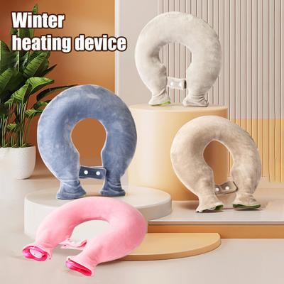 Yousheng 1.8L U-Shaped Hot Water Bottle Neck Shoulder Pain Relief Leak-proof PVC Hot Water Bag with Fleece Cover Hot Cold Therapy Neck Warmer Bag