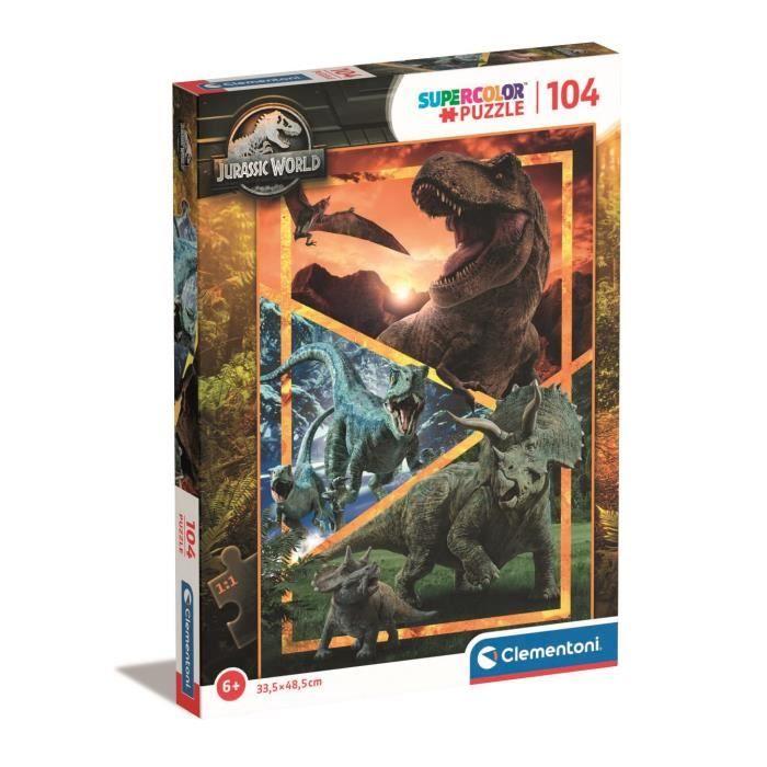 CLEMENTONI Puzzle 104 pieces Jurassic World Super Color, Des 6 ans