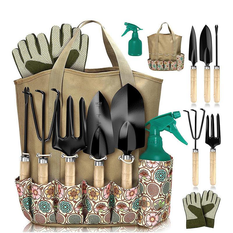 Cross-border Garden Tool Set Wooden Handle Mowing Garden Tool Set Pruning Shears Stainless Steel Gardening Kit