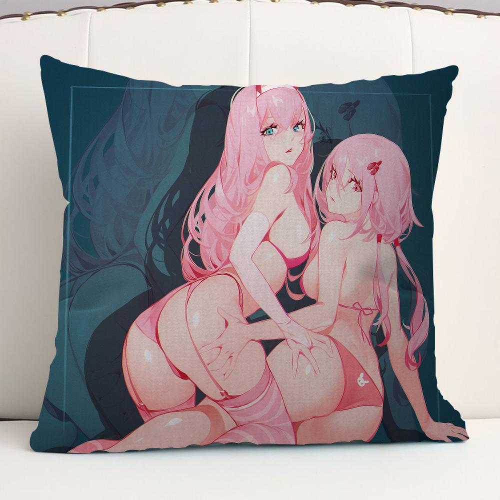 Darling In The FranXX Zero Zero Two Cushion Cover Car Throw Pillow Case For Sofa Car Christmas Gift 40x40cm 45x45cm