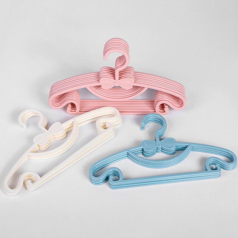5pcs Kids Clothes Hangers Portable Multifunction Hook Design Clothes Drying Rack For Kid Plastic Baby Hangers Clothes Storage F1M3