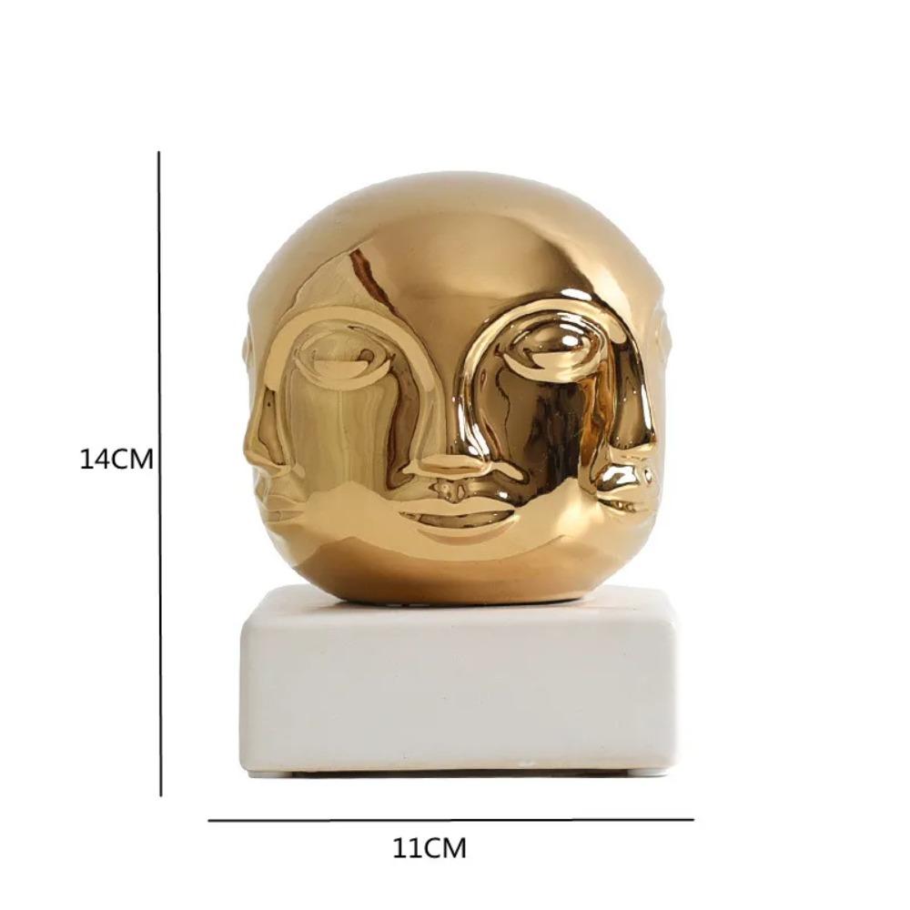 Gold-plated Ceramic Gold Face Ornaments Creative Home Furnishings Simple Living Room Office Desktop Ornaments Ceramic Crafts