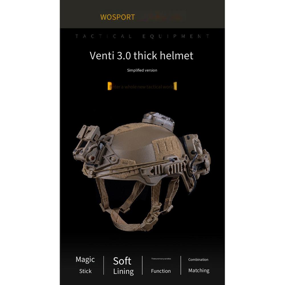 Wendy 3.0 Tactical Helmet Simple Version Geometric Sandblasted Thick Shell with Rail System for Airsoft Wargame CS Game