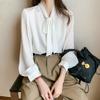 Bowknot Chiffon Shirt Women's Professional Fall Ribbon Collar Long-sleeved Loose Western-style Top
