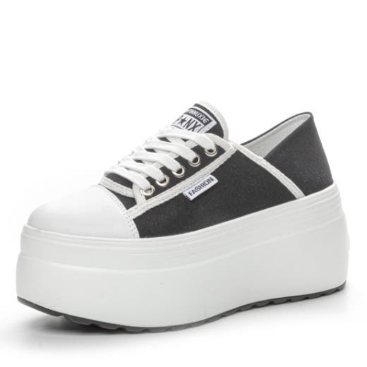 

Fashion 8cm Denim Genuine Leather High Brand Breathable Spring Summer Platform Wedge Shoes Chunky Sneaker Casual Comfy Lady Shoes 33 чёрный