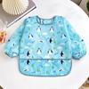 New Baby Bibs Cute Colorful Cartoon Waterproof Bib Infant Eating Children Drawing Long Sleeve Apron Self Feeding Baby 0-3 Years