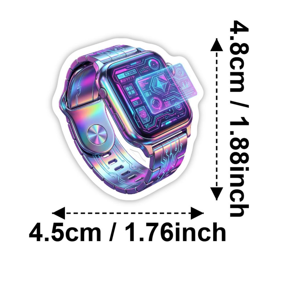 50/100 Stück Cyberpunk Elektronisches Element 3D-Effekt Aufkleber, Wasserdicht Kreativ für Helm Gitarre Klavier Telefon Tasse Abziehbilder
