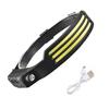 Multi-Functional LED Waving COB Sensing Headlight Outdoor Adventure Riding Night Run Fishing Big Flash Head Light USB Charging