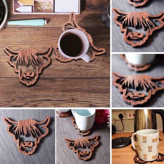 

Cup Mat Hollow Out Animal Carved Design Heat Insulation Anti-scald