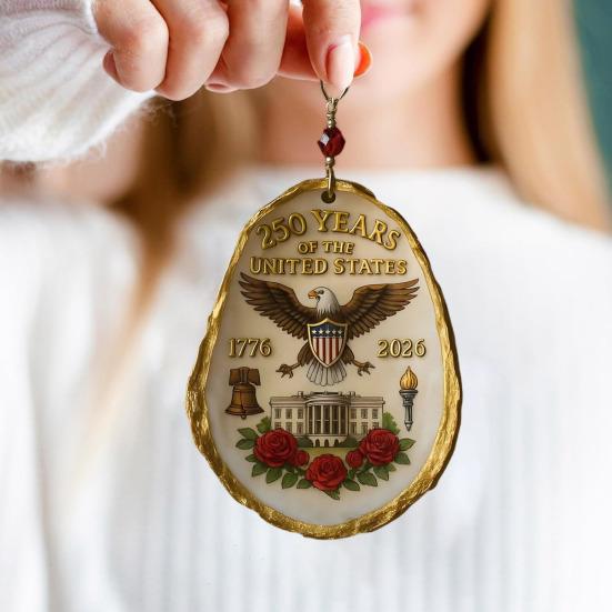 250 Years of United States Oyster Ornament Patriotic US 250th Anniversary Hanging Oyster Shell