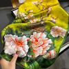 Printed Silk Scarf Women's New Peony Flower Korean Version Spring and Autumn New Silk Square Scarf Mulberry Silk Autumn and Winter Warm Scarf