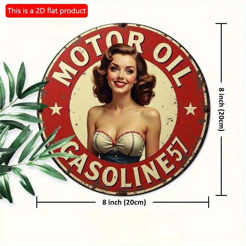 2d Flat 20*20cm Wooden Logo, Retro Motor Oil Advertising Decoration Sign, Suitable for Homes, Laundry Rooms, Gyms, Cafes, Rooms, Terraces, Kitchens