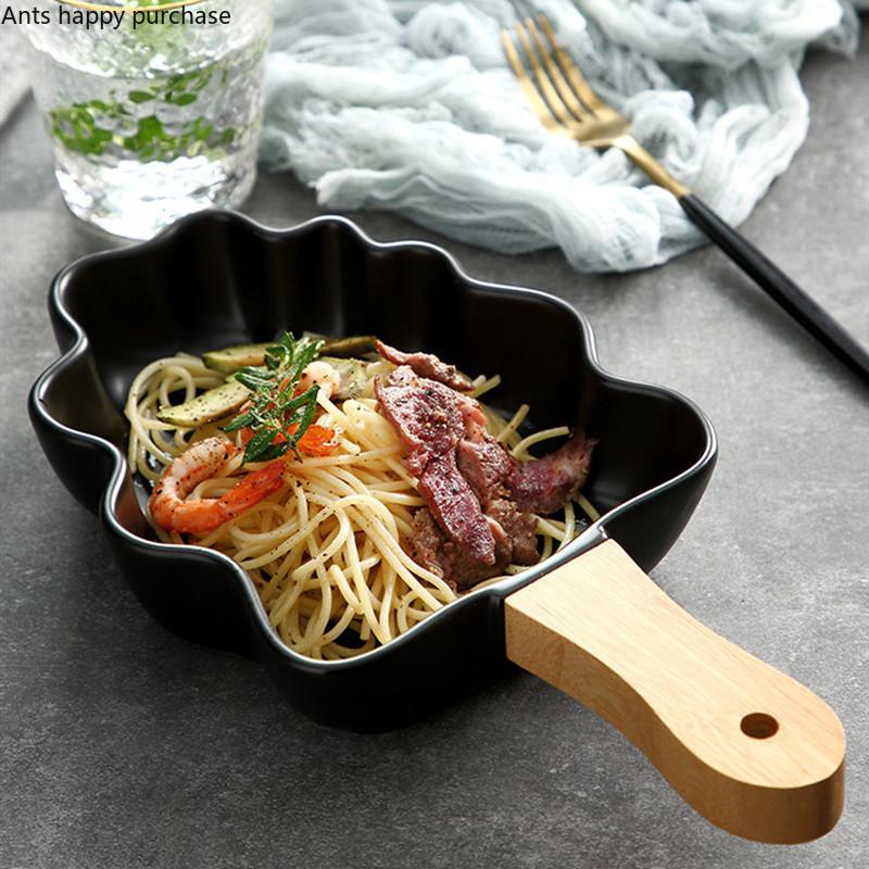 Irregularly Baked Ceramic Plate Leaf Shape Disk Cheese Risotto Fruit Salad Plate Restaurant Tableware Dessert Snack Plate