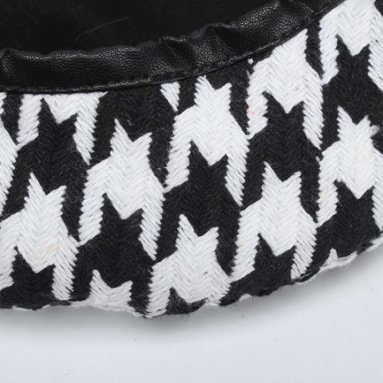 Lady Houndstooth Beanie Beret Cap Casual Hat Painter Casual Classic French Style