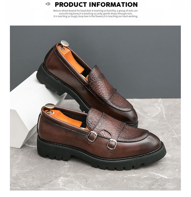 Men's Summer Slip-On Leather Loafers - Casual, Thick Sole, Height-Boosting Moccasins