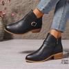 Women's boots Martin boots autumn and winter new large size short boots pointed middle heel belt buckle women's boots