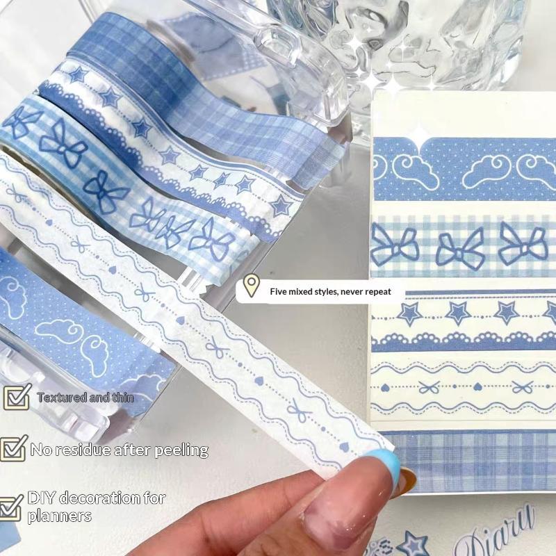 Wing Bow Grid Themed Decorative Tape Set 2/3Pcs INS Style Cute Adhesive Tapes for Journaling Gift Packing DIY Handcrafts