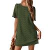 Summer Casual Short Dresses Embroidered Lace Short Sleeve Boho Dress Beach Vacation Clothes