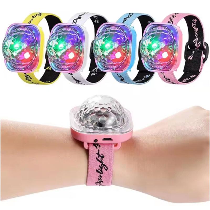 RGB Wearable Disco Stage Light USB Sound Control LED Wrist Light with Colorful Flashing for Kids Party KTV Bar Home Decoration