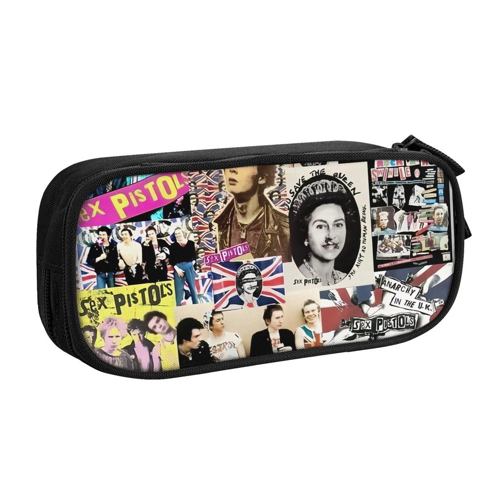 Korean Rock Band Sex Pistols Photo Collage Pencil Cases for Boys Girls Heavy Metal Large Capacity Pen Bag Box Stationery