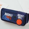 Large Capacity Flip Double Pen Bag Storage Cartoon Basketball Stationery Box  School