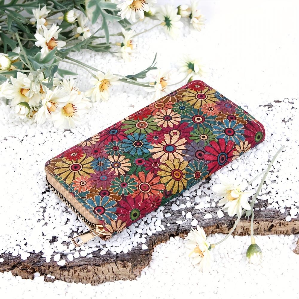 Portofel lung retro cu model paisley și flori, portofel tip plic boem pentru femei, suport mare pentru carduri de credit