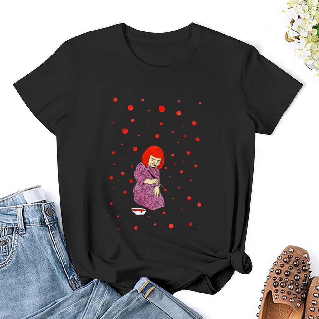 Yayoi Kusama T-Shirt Kurzarm T-Shirt Animal Print Shirt für Mädchen Hippie Kleidung T-Shirts für Frauen