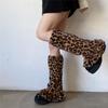 Retro plyšové leopardie ponožky Harajuku Obal ženy Spice Girl Teplejšie nohy do polovice lýtok Ponožky jeseň a zima