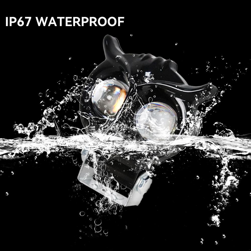 Universal Motorcycle Headlight Owl Design White Yellow Dual Color Auxiliary Spotlights Motorbike Scooter Fog Lamp Running Lights