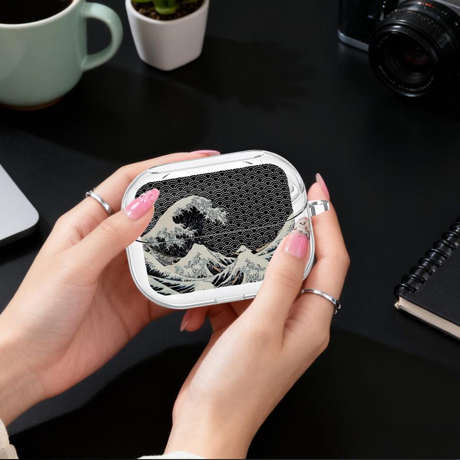 Wave Art Painting Case For Samsung Galaxy Buds Live 4 Pro 2 4Pro 3 FE 3Pro 2Pro Clear Earphone Cases Cover With Hook