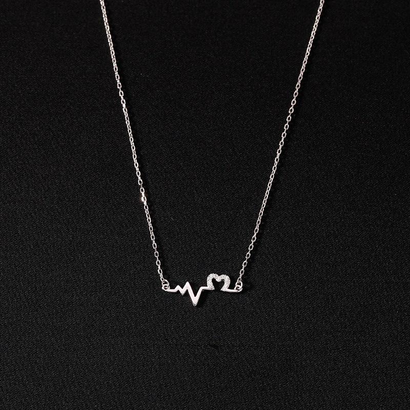 2021 New Style 925 Sterling Silver Heartbeat Necklace: Trendy Hollow Heart Pendant Clavicle Chain for Women