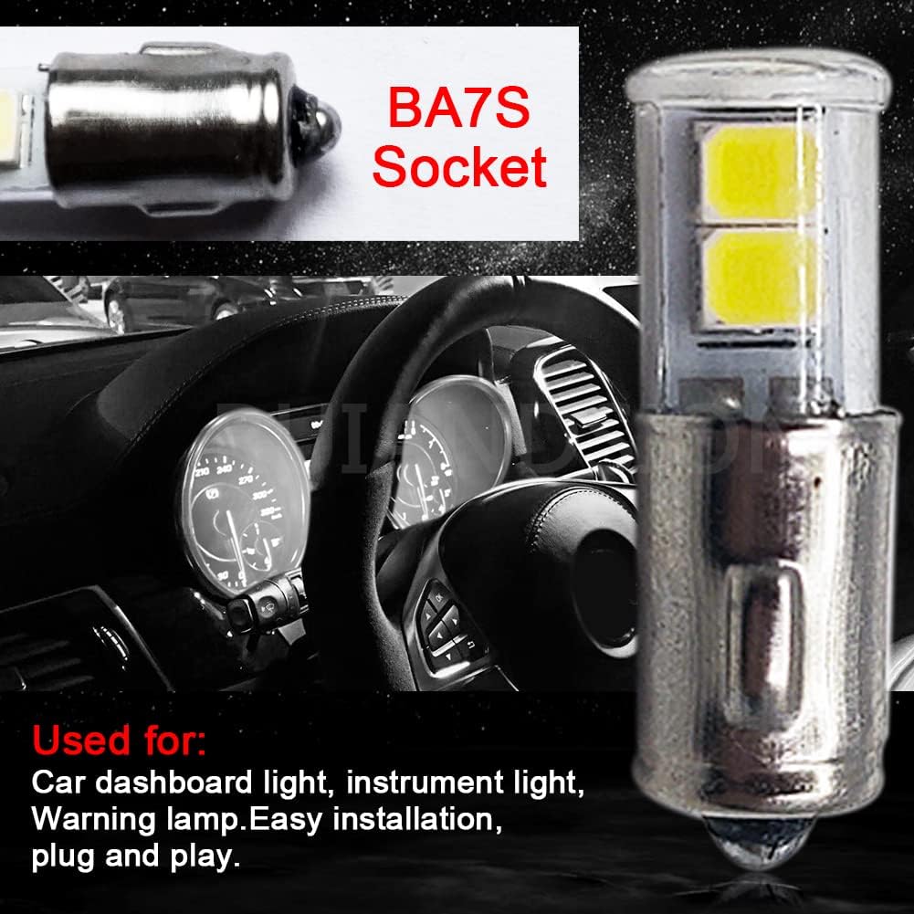 Ruiandsion 2pcs BA7S LED Bulbs DC 2835 4SMD Chipset LED Bulb Car Instrument Dashboard Warning Light Replacement, White