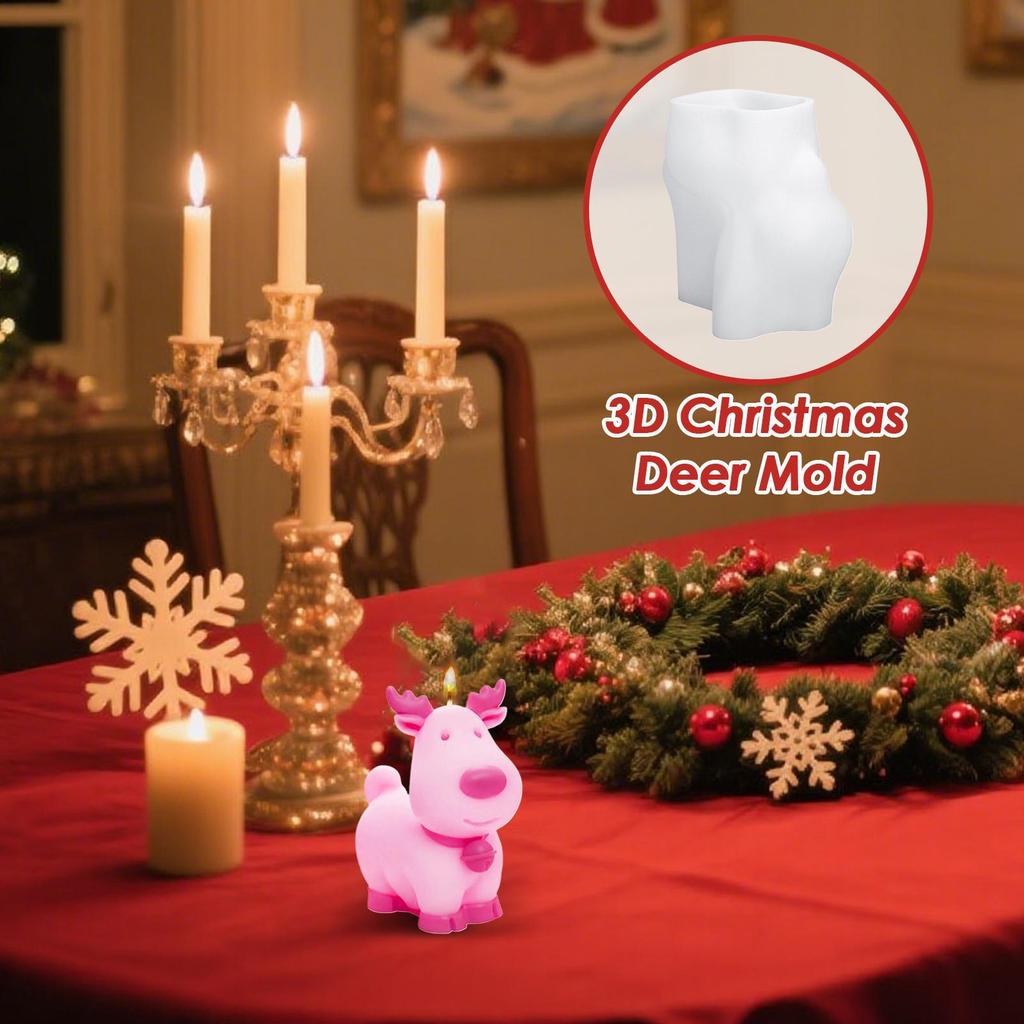 Christmas Bell Reindeer Silicone Candle Mold DIY Xmas Ornament Craft Gifts Making Soap Plaster Resin Molds Home Holiday Decor