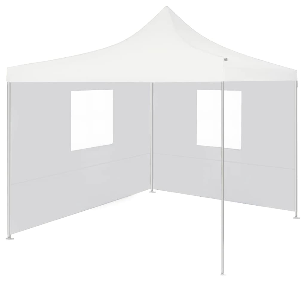 Profi Pop Up Party Tent Foldable with 2 Side Walls 3*3 M Steel White