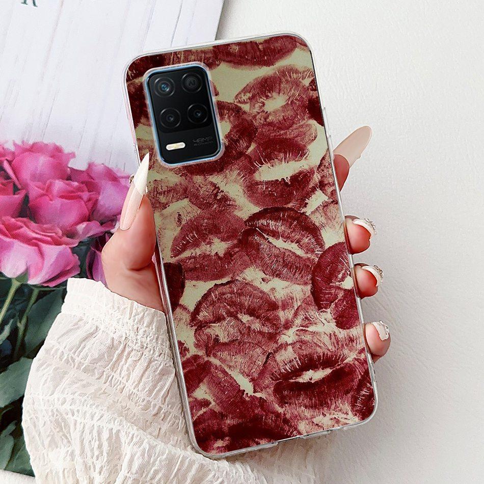 Pro telefon Realme 8 5G RMX3241 Pouzdro na telefon Realme8 5G Elegantní Květinový Potisk Kočky Měkký Silikon Průhledné TPU Pouzdra