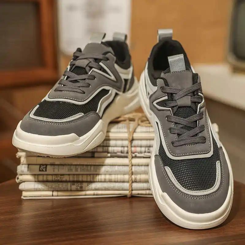 With Ties Round Foot Boots Wemens Shoes Men's High Black Shoes Sneakers Sports Joggings Top Grade Due To Sapatenis Seasonal