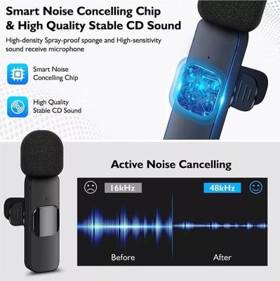 Micro- Cravate Compact Sans Fil - Mini Microphone à Réduction de Bruit pour Streaming en Direct, Jeux, Enregistrement YouTube, Haut-Parleur Mégaphone