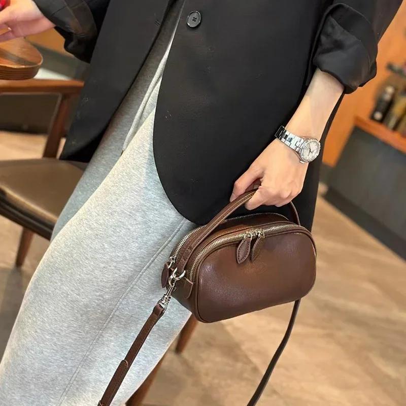 Women Luxury Real Split Cowhide Leather Crossbody Saddle Bag Soft Small Square Shoulder Bag For Female Casual Handbag Wholesale