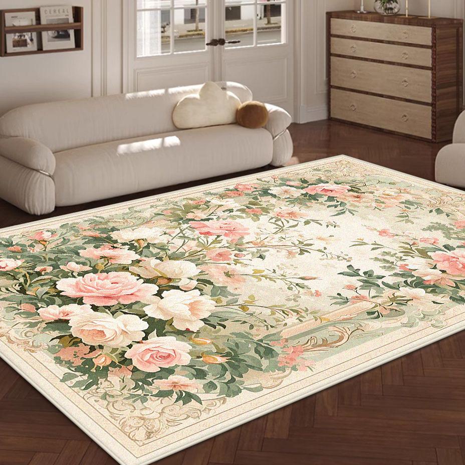 Tappeto Stile Floreale Pianta Nordica Soggiorno Decorazione Lusso Tappeto Morbido Floreale 200x300cm Camera da Letto Fondo Letto Tappetino Antiscivolo Lavabile