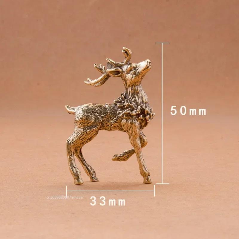 A Pair of Vintage Copper Deer Ornaments 2pcs Solid Brass Sika Deer Elk Living Room Ornaments Home Christmas Decoration