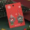 Christmas Wreath Stud Earrings Green Diamond Earrings Rhinestone Bells Ear Hooks Bow Earrings