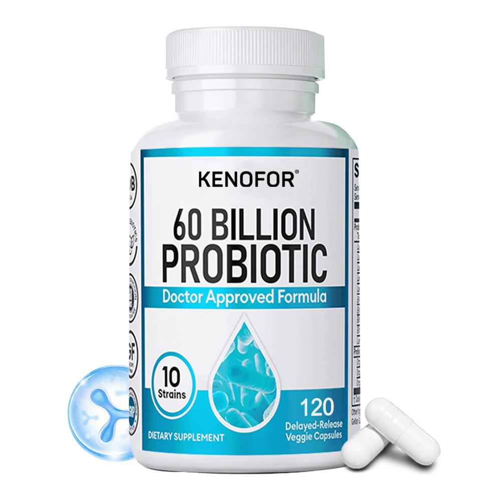 60 Milliarden Probiotika-Kapseln, Premium-Mischung aus 10 Stämmen für die Verdauungsgesundheit & Darmkomfort, Kapseln mit verzögerter Freisetzung, pflanzlich
