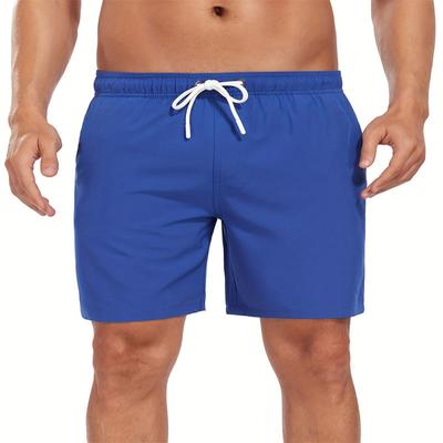 Men's New Elastic Waistband Shorts, Fashionable Quick Drying Elastic Beach Leisure Vacation Swim Trunks
