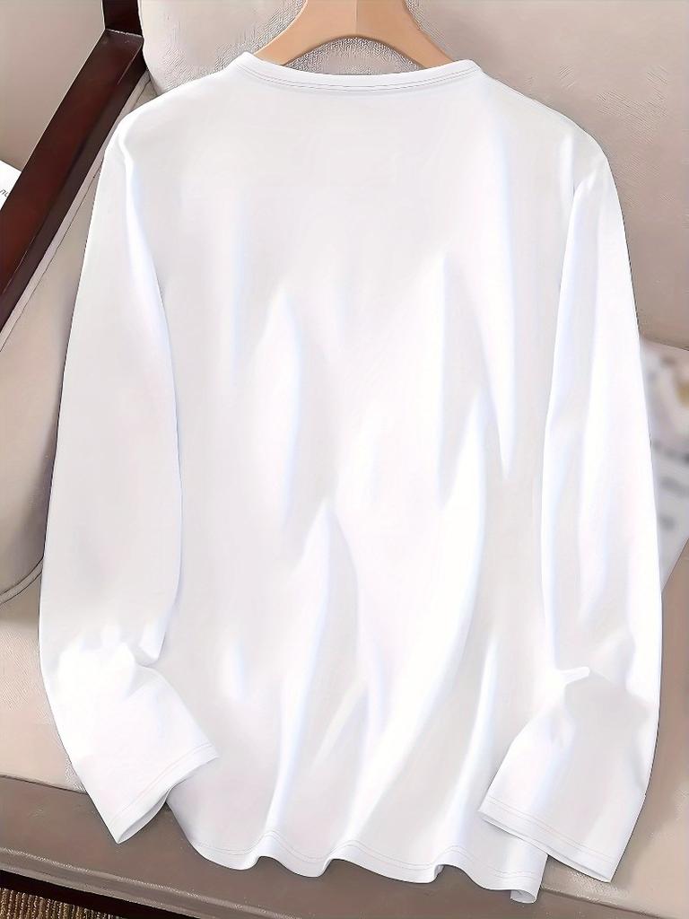 fashionable casual loose fun expression pack printed round neck long sleeved T-shirt