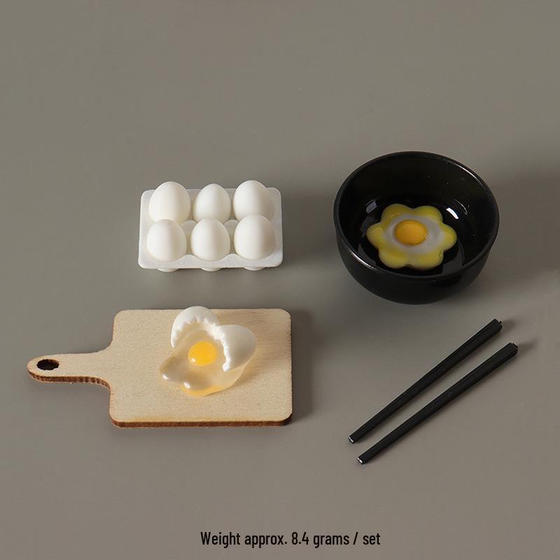 Dollhouse Miniature Kitchen Accessories: Egg Cartons & Tableware Props